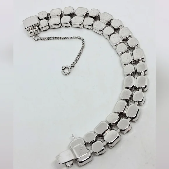 * Vintage Signed Eisenberg Double Row Rhinestones Bracelet - Picture 2 of 5